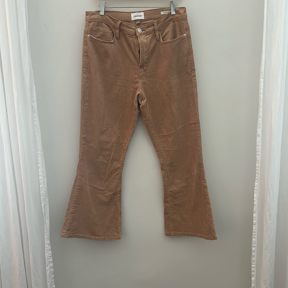 Frame Le Crop Flare Size 30 in Light Camel stretch corduroy